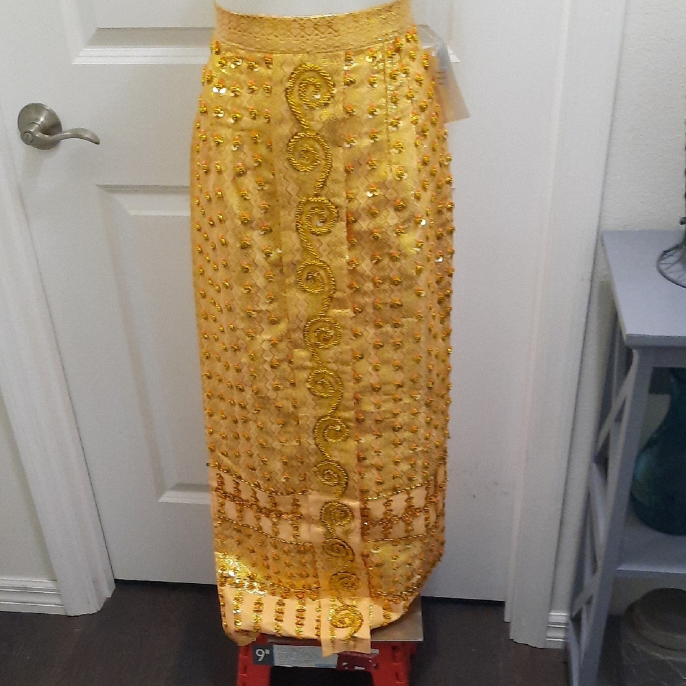 Elegant Gold Embellished Skirt